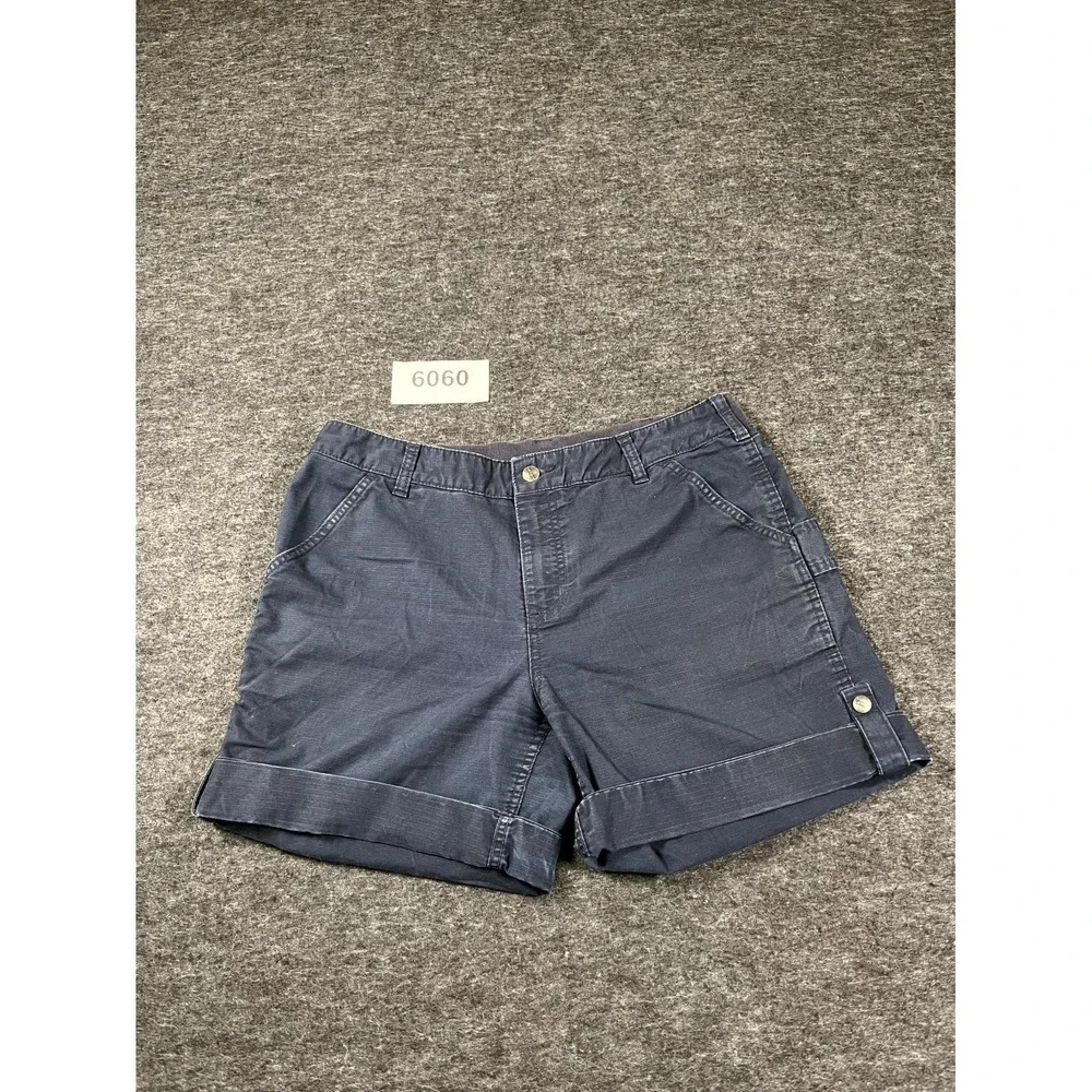 Carhartt Original Fit Shorts Women 14 Navy Cotton Flat Front Cuffed Hem Workwear